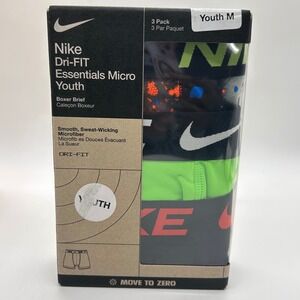 NEW Nike Dri-FIT Essentials Micro Youth Boxer Briefs‎ 3 Pair Black Green Size M